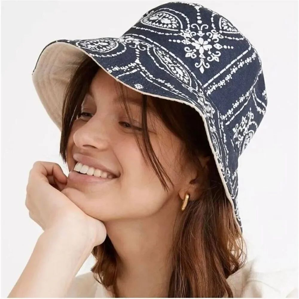 Madewell Reversible Quilted Bucket Hat NWT One Size